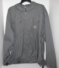 Carhartt Gray Windbreaker Hoodie Full Front Zipper Lined Jacket Men's Size 3XL