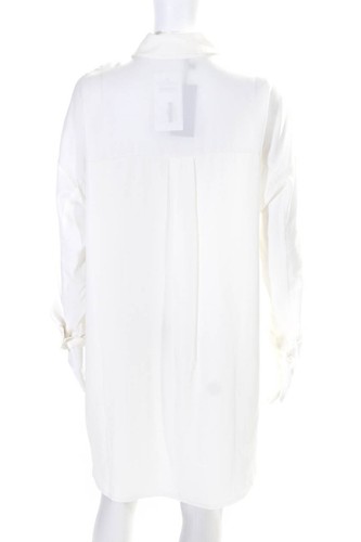 Blaque Label Damen Langarm knielanges Shirtkleid mit V-Ausschnitt weiß Größe XS - Bild 3 von 5