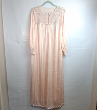 Vintage Shadowline Nightgown and Robe Peignior Set Pink Lace sheer Small Pink
