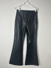 American Eagle Faux Leather Pants 6R Black Super Hi-Rise Flare 6 Regular SAMPLE