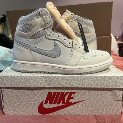 New Mens 8 Air Jordan 1 Retro OG High Sail University Red Elephant Print Swoosh