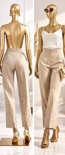 Bagatelle Women Sz 6 100% Linen Pants Beige Tan Straight Leg Lightweight Career