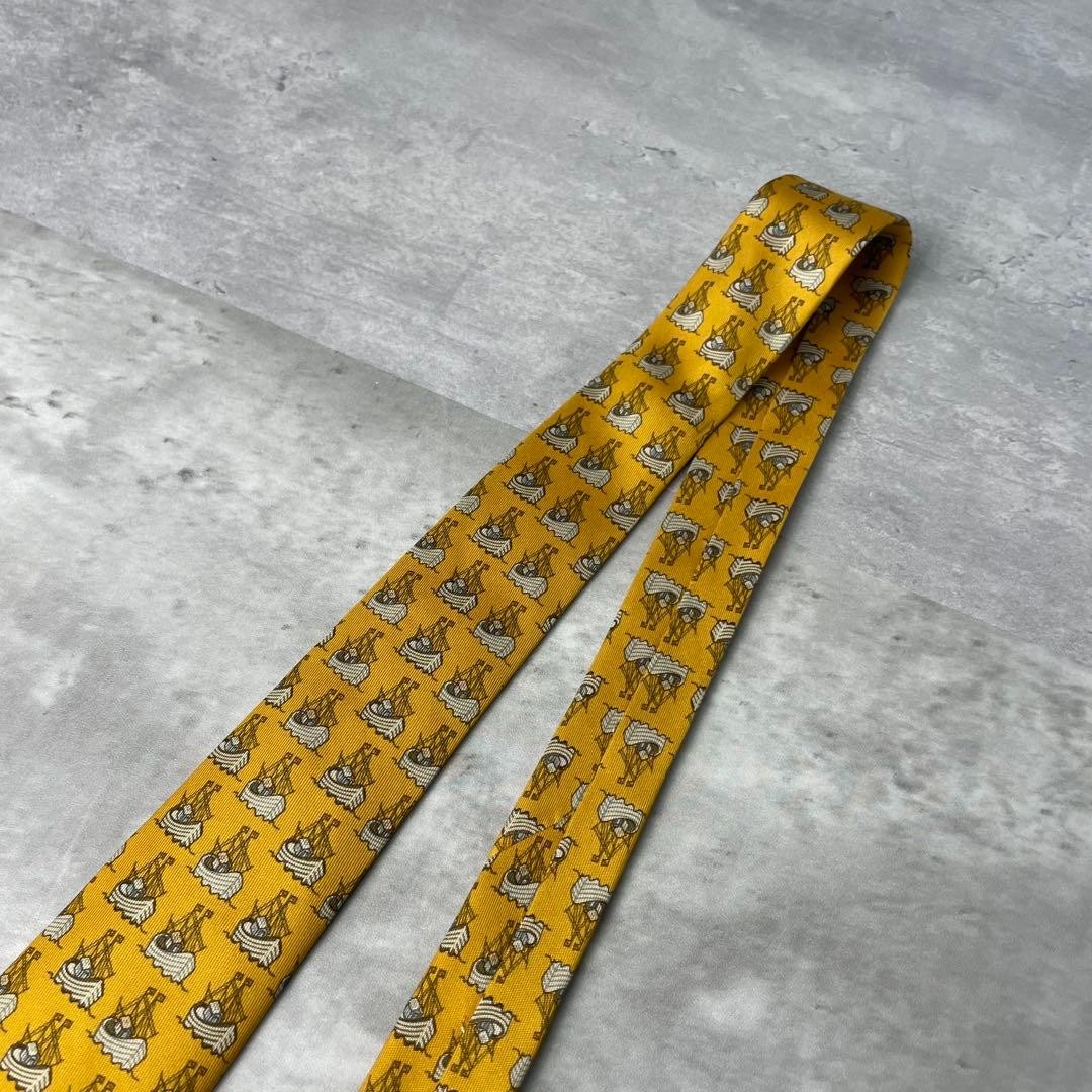 Condition HERMES Tie Boat Small Pattern Mustard Y… - image 5