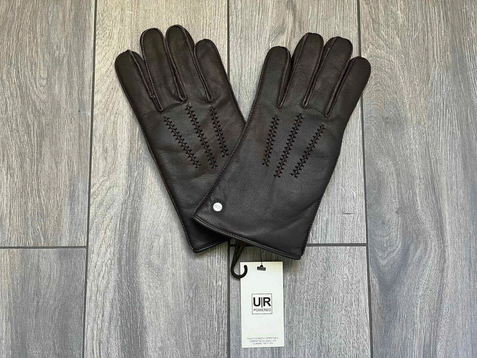 UGG AUSTRALIA MENS WRANGELL LEATHER SMART GLOVES, 11991, BROWN OR BLACK, NWT $95