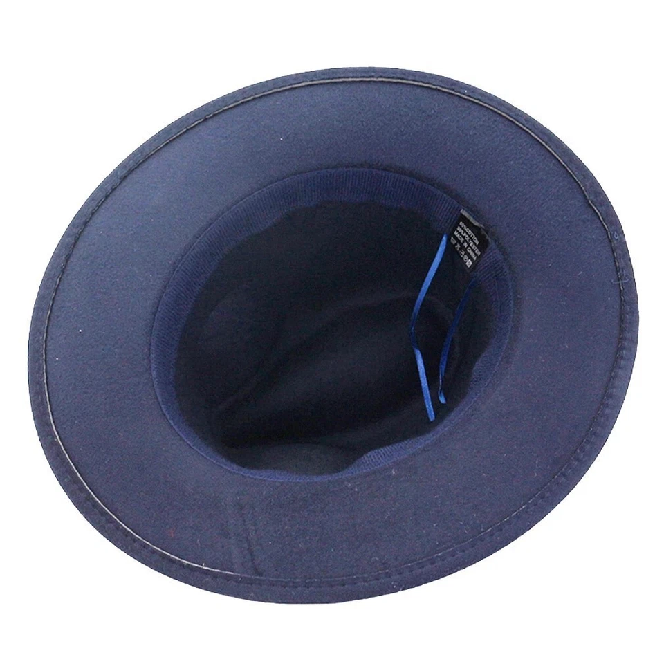 Navy Blue Classic Fedora Hat Felt Panama Jazz Cap, Vintage Wide Brim, Men, Woman - Image 4 of 4