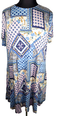 Riley & James Women's Floral Patchwork Print Short Sleeve Dress Plus Size 3X