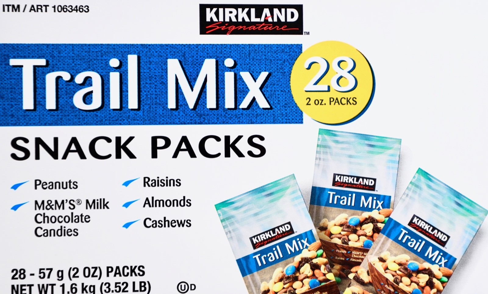 Kirkland Signature Trail Mix Snack Packs Individually Sealed, 2 Ounce