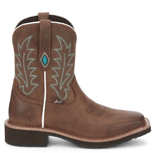Women's Ladies Justin GY9539 Ema 8" Western Water Buffalo Square Toe Boots - Picture 5 of 8