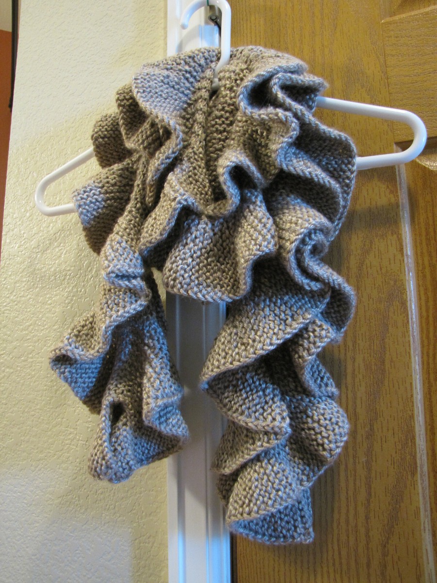 Women Handmade Knitted Ruffled Potato Chip Scarf Soft Brown Grand Canyon  Color