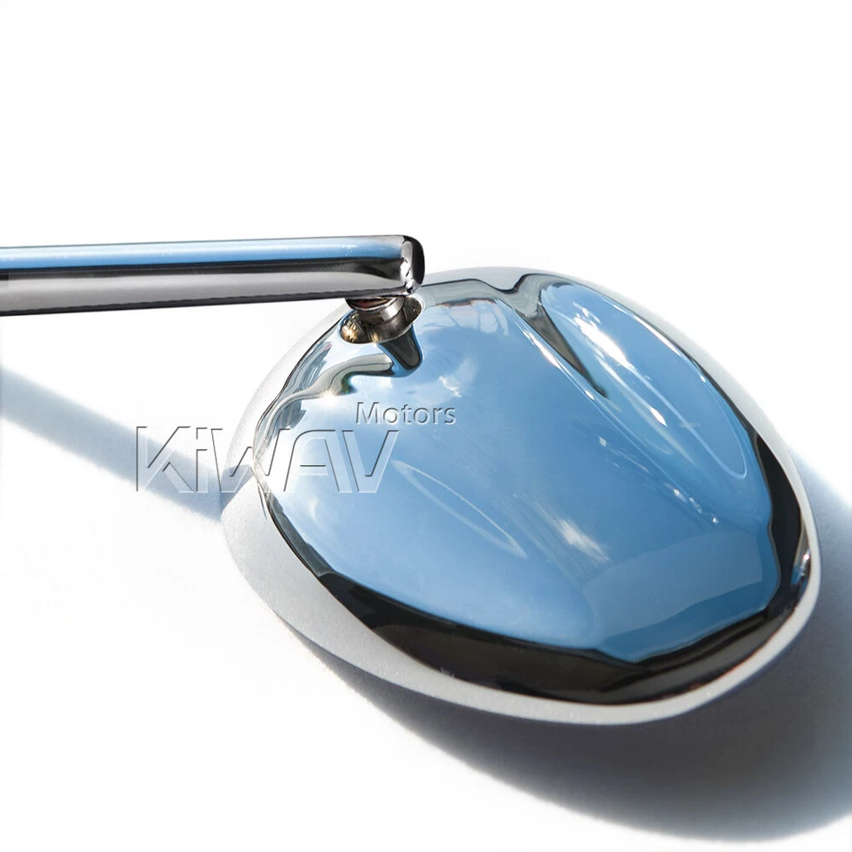 Espejos retrovisores de pago de servicio estadounidense aluminio elipse cromo 8 mm se adapta a bicicleta scooter Honda Suzuki Foto 4 de 4