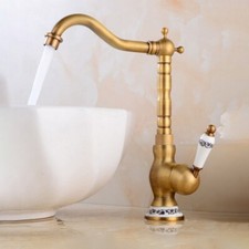 Brass Bathroom Kitchen Sink Faucet Single Handle Swivel Vanity Basin Mixer Tap