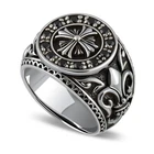 Solid 925 Sterling Silver Antique Style Craft Cross Men's Cool Design Ring M173