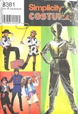 1990's Simplicity Boy's,Girl's Halloween Costumes Pattern 8381 Size 7-14 UNCUT