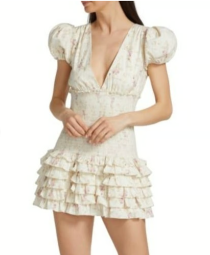 NWT LoveShackFancy Radia Cotton Floral Ruffle Skirt Mini Dress Sz Large