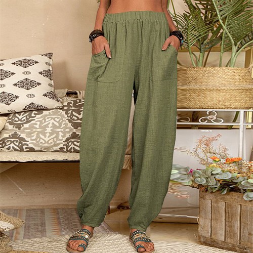 Damen Leinen Haremhose Sommerhose Freizethose Pumphose Strandhose Jogginghose DE - Bild 18 von 26