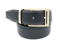 Marco Valentino Men's Dark Navy Gray Textured Leather Belt