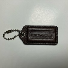 Vintage COACH Brown Leather Key Fob Brass/ Stainless Loop Ring.