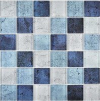 Glasmosaik Hellblau Weiß Dunkelblau GläNzend Wand Bad 88-0044 | 10Mosaikmatten
