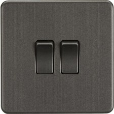 Knightsbridge Screwless Double Switch 2 Gang 10AX 2 Way Anthracite - SF3000AT