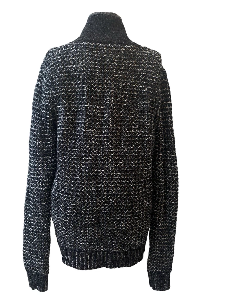 Rag & Bone Neiman Marcus Target Cardigan XL WOOL & Cotton Black Gray Preppy - Image 3 of 4