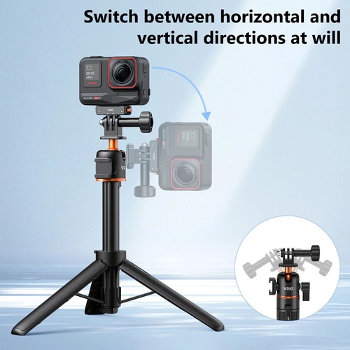 VRIG Mini Tripod Selfie Stick 2-in-1 Extendable 360° Adjustable for GoPro Camera - Picture 2 of 11