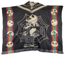 The Nightmare Before Christmas Adult Hooded Poncho Black Wool Made Ecuador