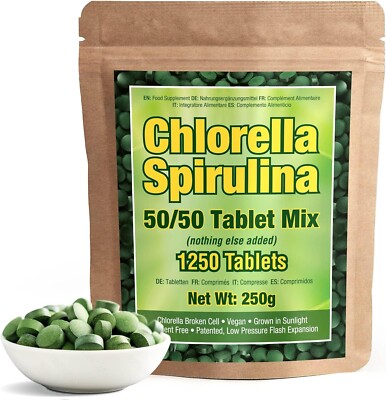 Good Natured Premium Spirulina Chlorella Capsules 1,250 Tablets Non-GMO Vegan