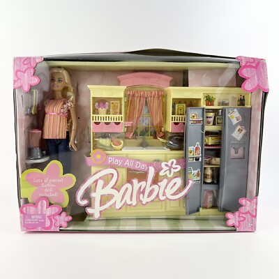 Barbie 2004 Play All Day Kitchen Giftset With Doll Mattel G8499