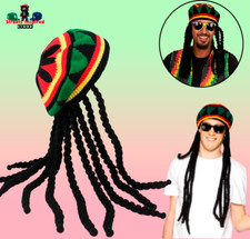 Rasta Hat with Dreadlock Wig for Men Women Reggae Beanie Jamaican Knitting Beret