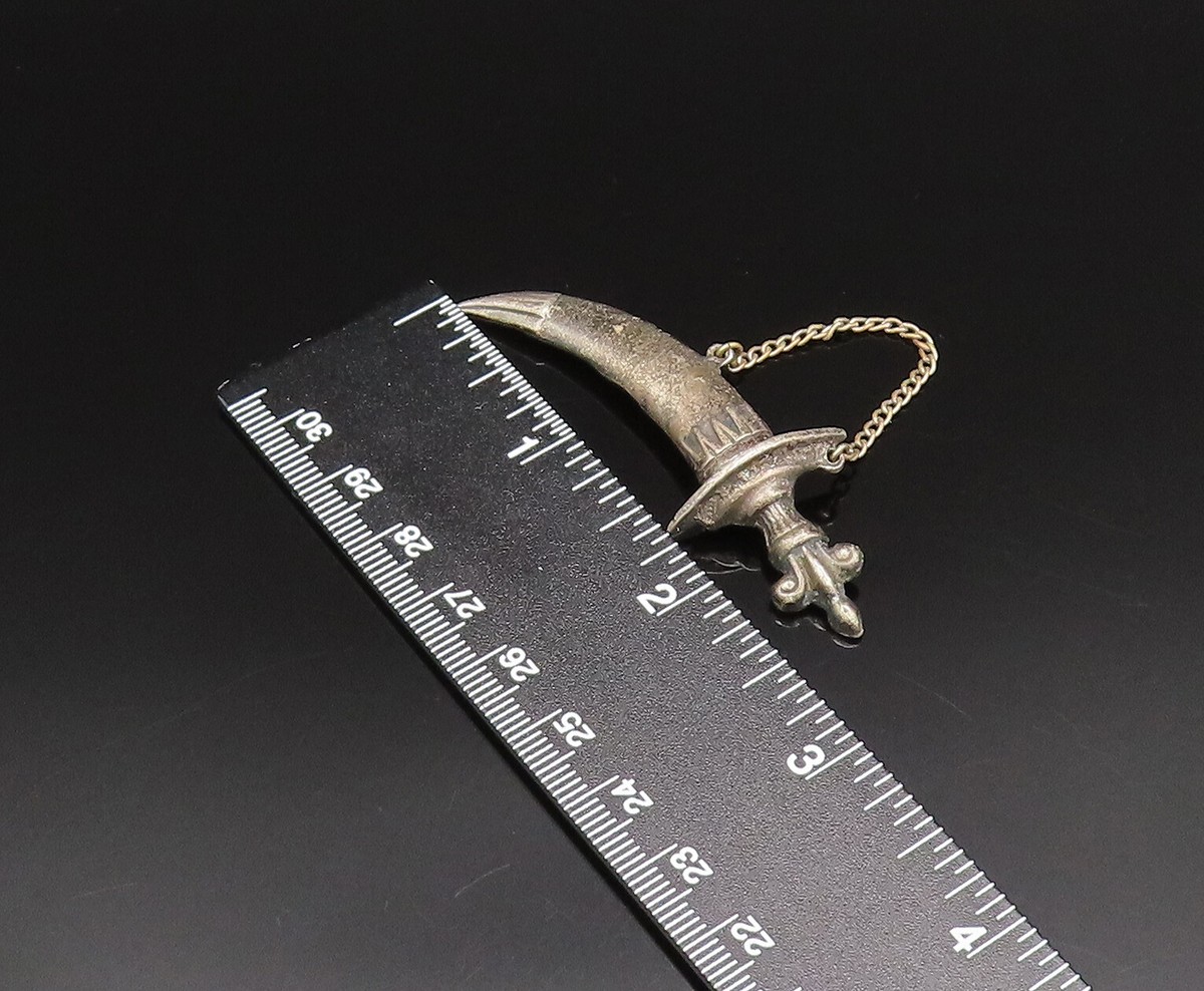 925 Sterling Silver Vintage Antique Chained Warrior Sword