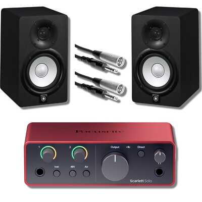 Focusrite Scarlett Solo 4th Gen Interface + HS7 Monitors (Pair) & Cables
