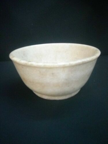 INDIAN HANDMADE Antigue vintage White Marble Stone Fine Quality Unique Bowl - Picture 1 of 6