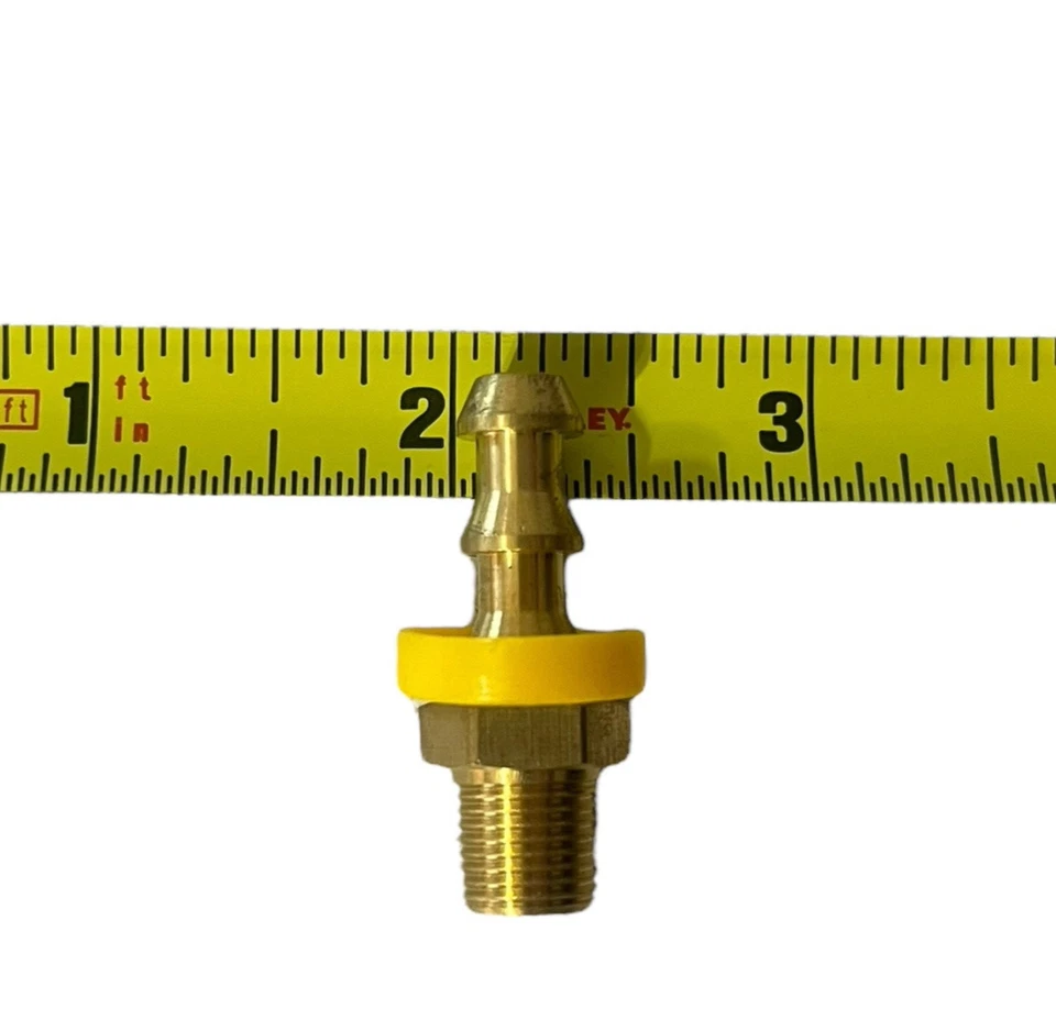 1/8" NMPT x 1/4" Brass Push-On Male Hose Barb Fitting Durable Yellow 1pc #647 - Image 4 of 4