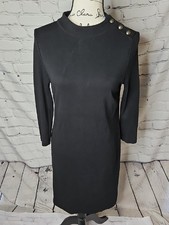 Talbots Black 3/4 Sleeve Sheath Dress Button Detail Dress Size Petite Medium NWT