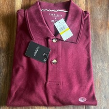 Van Heusen Men's Maroon Burgundy Short Sleeve Polo Shirt 100% Cotton Size L