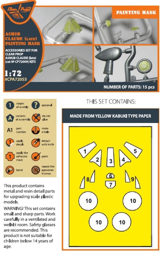 Clear Prop Accessories CPA72053 - 1:72 A5M2b Claude Late Version Paint Mask