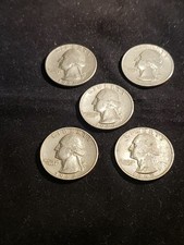 Washington Quarters, 5 Consecutive Dates 1965 1966 1967 1968 1969 No Mint Marks