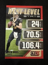 2021 Score #NL7 Drew Brees Next Level Stats Red Saints card
