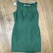 Talbots Green Textured Woven Polyester Sheath Dress 10 Knee Scoop Sleeveless