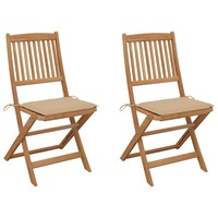 Klappbare GartenstüHle Aus Massivholz Akazie 2Er Set Mit Kissen
