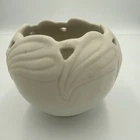 Vintage Van Briggle Pottery Flower Vase Bowl Philodendron White READ