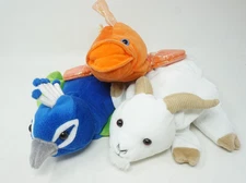 Lot of 3 Plush Hand Puppets Caltoy Gold Fish Koi Peacock White Ram Goat