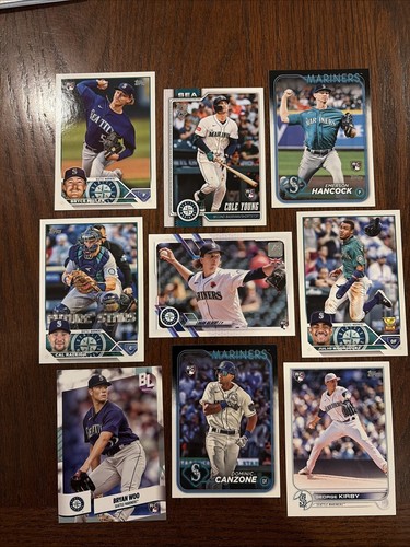 Seattle Mariners Baseball Rookie Card RC Lot (9) Cole Young / Julio Rodriguez