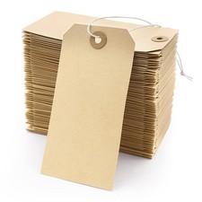 Manila Shipping Tags with Elastic String - Coideal 60 Pcs 6 x 12 cm, Kraft