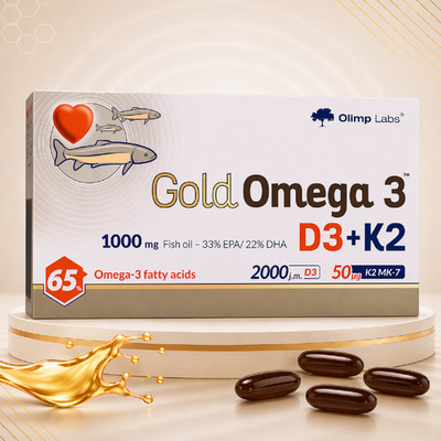 GOLD OMEGA 3 D3 + K2 - 30-120 Softgels - Fish Oil EPA DHA -Brain- Immune system