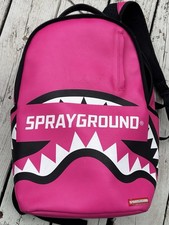Sprayground Pink Shark Graphic Limited Edition Backpack Gold Hardware
