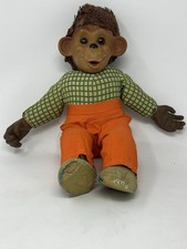 Vintage 15" Rubber Face Monkey Plush - J. Fred Muggs / Pepi Style Chimp 1950s