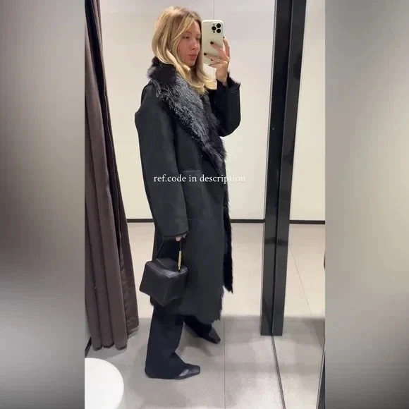 Zara Reversible Double Faced Faux Fur Coat SIZE M Ref 6318/278/800 thumbnail 20