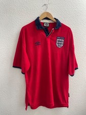 MENS UMBRO RED ENGLAND 1999-2001 AWAY FOOTBALL JERSEY SIZE UK XL - CG S65