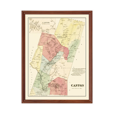 Old Map of Canton, CT 1869 - Vintage Canton Connecticut Art